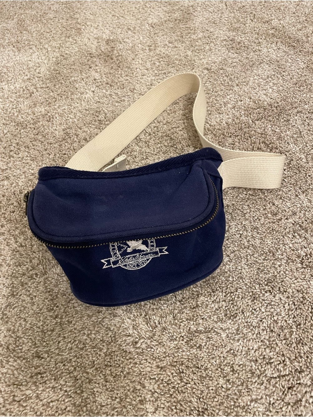 Eddie Bauer Navy Canvas Waist Pack with Cream Strap